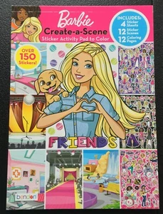 Libro de pegatinas Barbie Create-A-Scene más de 150 pegatinas con páginas de escenas de Bendon - Imagen 1 de 1