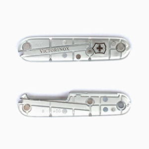 New Victorinox 91mm HANDLE / SCALE  2 Piece KIT  in Silver Tech Plastic