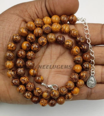 Collar de cuentas redondas de piedra de jaspe marrón natural Mariam, collar de cuentas naturales Foto 1 de 4