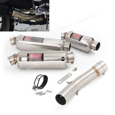 For Yamaha FZ1 2006-2015 Exhaust System Mid Link Pipe 51mm Muffler Baffle Escape - Image 1 of 4