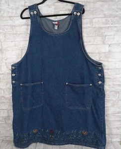 Abito Tuta JLNY Denim 3X Blu Ricamato Maturo Insegnante Casual Comfort - Foto 1 di 9