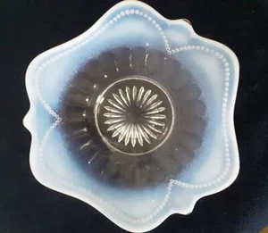 Dugan White Opalescent Blocked Thumbprint and Beads Plate - Picture 1 of 2