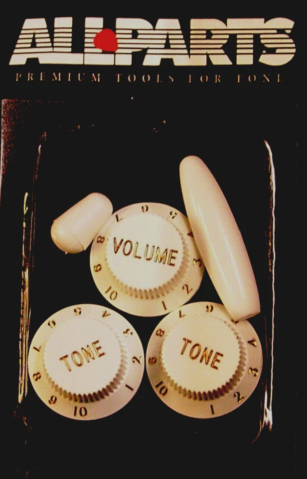 ALLPARTS USA Fender Strat Ersatz Knopf Set 1 Vol 2 Tone Trem & Switch Tips Vintage Creme