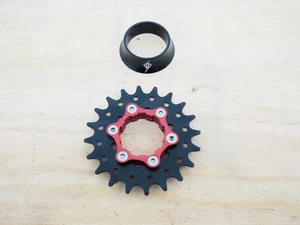 New! Origin8 Ultim8 20T Single Speed Cassette Cog with 6-Bolt Disc Mount Blk/Red - Picture 1 of 6