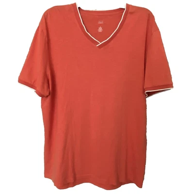 Camiseta azul Saks Fifth Avenue 100 % algodón para hombre XL naranja cuello en V Foto 1 de 4