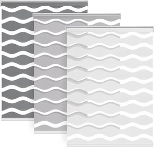 LazBlinds No Drill Cordless Zebra Blinds for Indoor Windows, Dual Layer Light Co - Picture 1 of 5