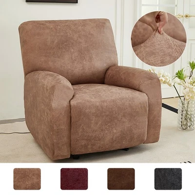 4 Piece Leather Like Recliner Covers Washable Stretch Recliner Slipcover for Pet - Image 1 of 4