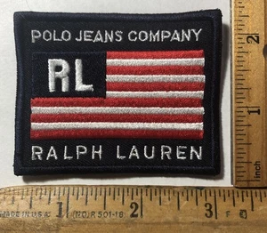 Vintage Ralph Lauren Polo Jeans Company bandiera USA logo cucito su toppa ricamata - Foto 1 di 2