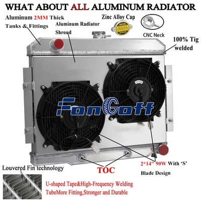 3Row Radiator&Shroud Fan FITS 1972-86 Jeep CJ CJ5 CJ7 Chevy Small Block Swap  V8 Foto 1 de 4