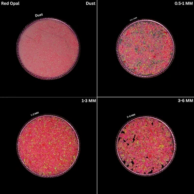 Crushed Rose Red Opal Coarse Gemstone Powder All Size Multi Fire Opal With Crush - Image 1 of 4