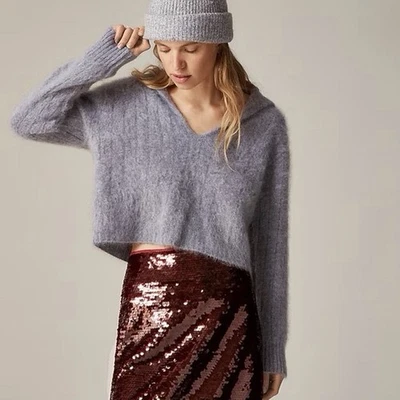 Suéter recortado J.CREW talla pequeña cachemir cepillado cuello marinero en gris nuevo con etiquetas Foto 1 de 4