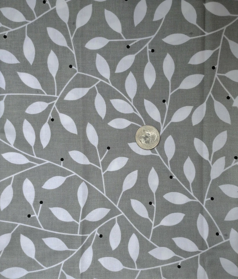 2 Yds Cotton Quilting Fabric-Cosmopolitan by Benartex-Gray/White/Black Leaves - Image 1 of 1