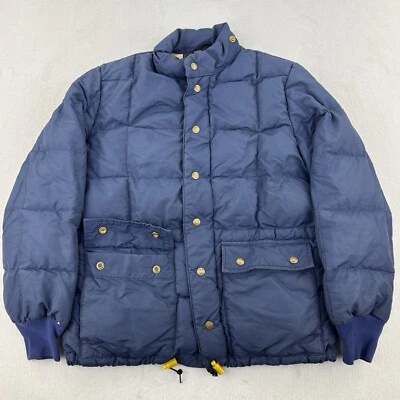 Vintage Eddie Bauer Jacket Men Large Navy POLAR Puffer Goose Down Chore Coat 80s - Image 1 of 4