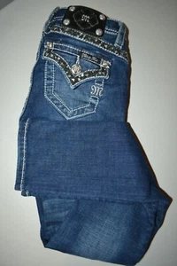 Miss Me Girls Skinny Decorative Embellished Pocket Flaps Blue Jeans Sz 8 - Picture 1 of 12