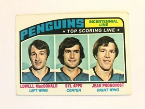 1976-77 Topps Hockey Card #218 Pittsburgh Penguins Bicentennial Line - Imagen 1 de 2