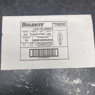 Bulbrite 776656 LED4B11/27k/fil/e12/2 candelabra LED bulb - Image 1 of 2