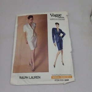 Vogue Sewing Pattern #2090-Ralph Lauren-Sz 6-8-10-Suit Set-1988-Cut-Complete - Picture 1 of 8