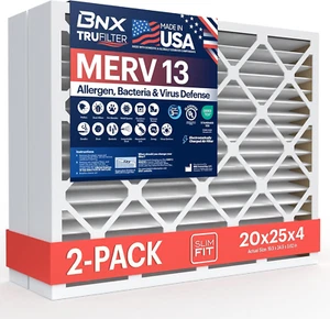 20x25x4 MERV 13 Air Filter (2-Pack) Slim Fit, 19.5'' x 24.5'' x 3.63'', Health & - Picture 1 of 9