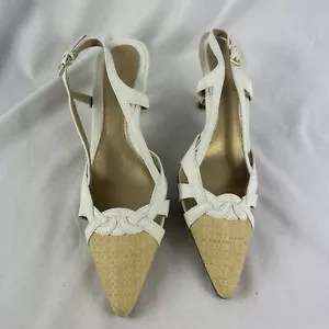Tacones blancos Predictions talla 7M correa al tobillo punta texturizada puntiaguda tacón de 3 - Imagen 1 de 11