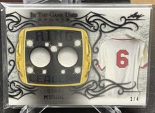 2022 Leaf In The Game Used Stan Musial Ring Leaders Jersey Relic Black 3/4 