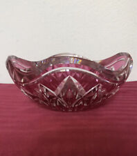 Vintage Red Cut To Clear Crystal Signed Table Bowl Heavy 10”