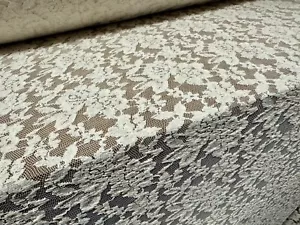 Stretch Cotton Spandex Lace Fabric With Selvedge, Per Metre - Floral - Ivory - Picture 1 of 4