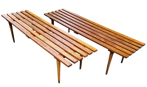 PAIR Superb VINTAGE Mid-Century MODERN Danish GEORGE NELSON Style SLAT BENCHES Cover