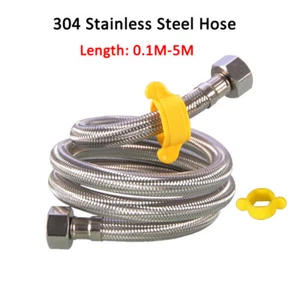 304 Stainless Steel Hose Inlet Pipe Toilet Water Heater Braided Hose 0.1M-5M - Picture 1 of 8
