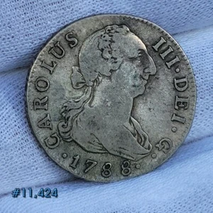 SPAIN 1788 SEVILLE 2 REAL CHARLES III CAROLUS III SPANISH SILVER COLONIAL ERA - Picture 1 of 11