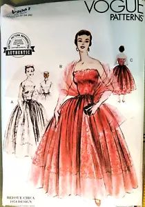 1954 Evening Bridal Dress Pattern V2061New Vogue Sz: 8-16 Vintage Reissue - Picture 1 of 4
