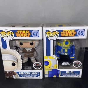 Funko POP! Star Wars Blue Box R2-B1 #45 & #47 Han Solo GameStop Exclusive - Picture 1 of 4