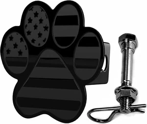 Dog Paw Metal Hitch Cover with Pin Bolt (Fits 2" Receiver, Black) - Picture 1 of 5