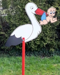 Herzding Klapperstorch Adebar Baby im Schnabel Storch zur Geburt, Größenwahl - Bild 1 von 11