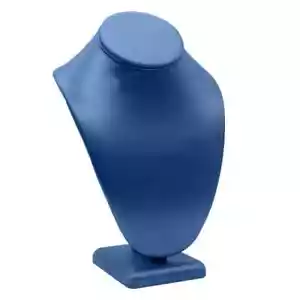 Blue Leatherette Jewelry Necklace Display Bust, 10" Tall - Picture 1 of 3
