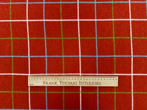 Redbreast Pin Check 100% Wool Fabric Red Curtain Upholstery Blind Cushion - Picture 1 of 6