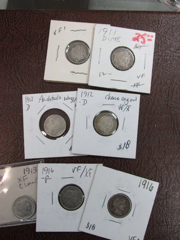 Lot of 7 Barber Dimes 1911-1916 Mixed Dates Nice Lot Q3CH Cover