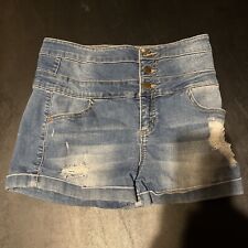 Tinseltown Shorts Womens Juniors Size 9 High Rise Cuffed Stretch Size 3 Blue