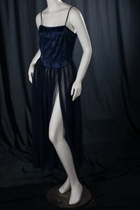 Victoria's Secret Dark Blue Lace Up Corset Bodice Sheer Full Gathered Skirt XS - Picture 1 of 11