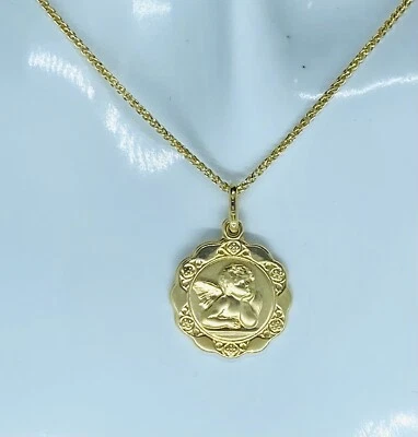 Ángel de la Guarda Oro, Colgante Ángel Oro Sólido 10K, 16mm, Hecho en Italia Foto 1 de 4