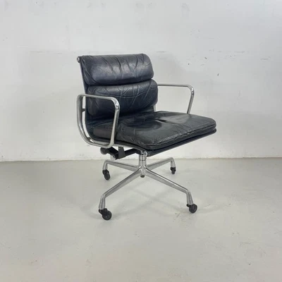Fauteuil Groupe Soft Pad Noir En Cuir Vintage Eames Herman Miller #4685 - Photo 1/4