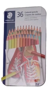 Metal Storage Tin Containing 36 Full Length Coloured Pencils by Staedtler - Picture 1 of 1