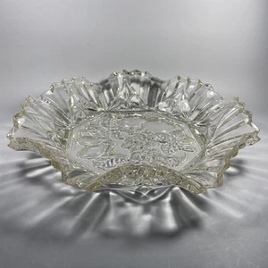 Vintage Federal Glas Pionier klar gekräuselt flacher Boden Obstschale 10 1/2 Zoll - Bild 1 von 11