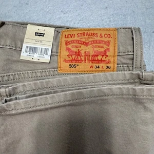 Levi's 505 Men's Jeans 34x36 Beige Regular Fit Straight Leg Comfort Stretch NWT - Picture 1 of 13