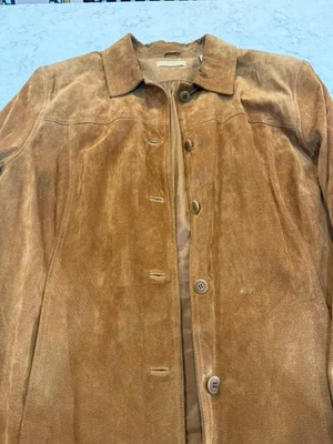 Jaqueta feminina Kate Hill de camurça com botões bronzeada GG/20 nova com etiquetas - Imagem 1 de 4