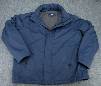 IZOD Jacket Mens Large Blue Hooded Fleece Lined Zip Front Pockets Outdoor Coat - Image 1 of 4