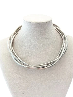 Damenkette Statement Halsreif Schlangenkette  Modeschmuck Halskette Silberfarbig - Bild 1 von 4