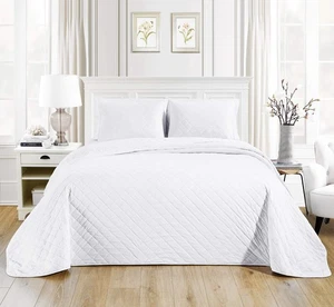 Juego de edredón de terciopelo de gran tamaño cálido micromink liso de 3 piezas, colcha cubrecama Ki... - Imagen 1 de 6