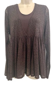 Lilith Top Damen Gr. XL braun Babydoll Boho Stufen Artsy Hippie FairyGoth gefüttert - Bild 1 von 8