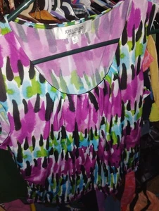 Jones Studio Medium Polyester Slinky Top Grün Lila Batik Top - Bild 1 von 1