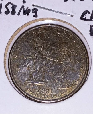 2001 P New York State Quarter Missing Clad Layers Obv/Rev. - Image 1 of 3